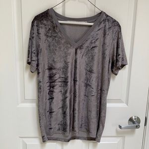 Michael Stars grey crushed velvet v neck top XS